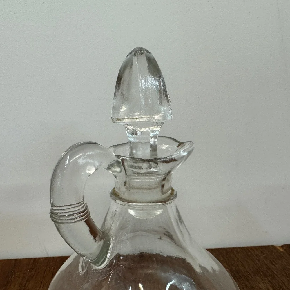 Vintage Clear Glass Oil Vinegar Cruet Carafe Dispenser with Stopper‎